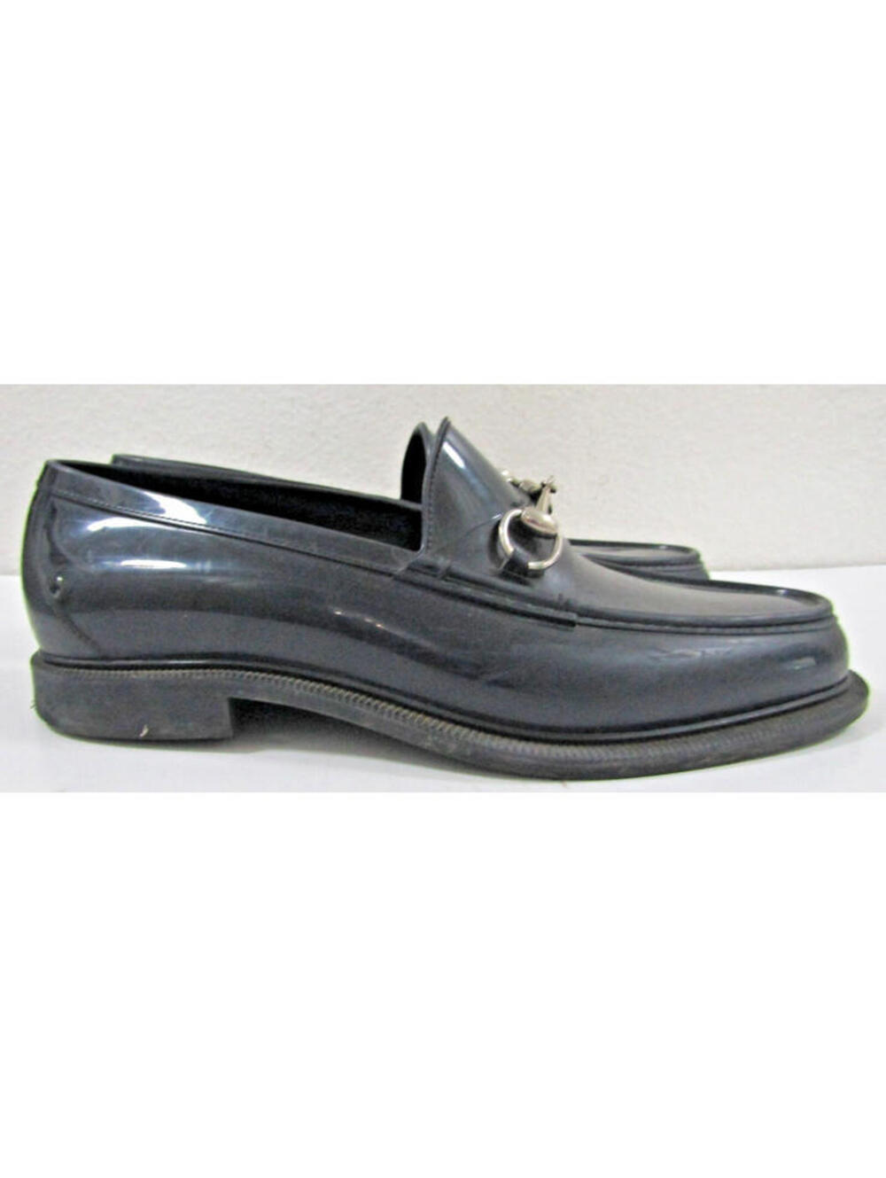 Gucci Rubber Black Loafers Silver Horsebit Gucci Size 10 US Size 10  1/2 - Picture 7 of 12
